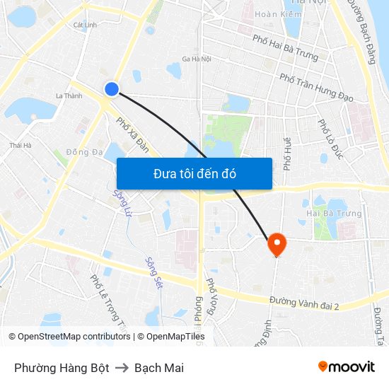 Phường Hàng Bột to Bạch Mai map