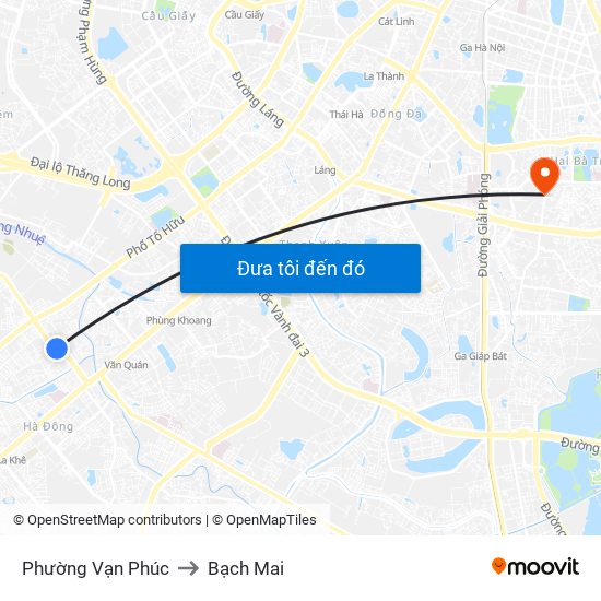 Phường Vạn Phúc to Bạch Mai map