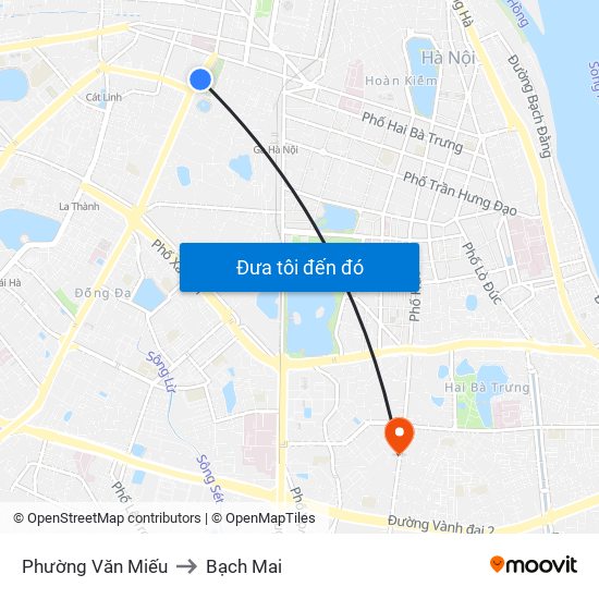 Phường Văn Miếu to Bạch Mai map