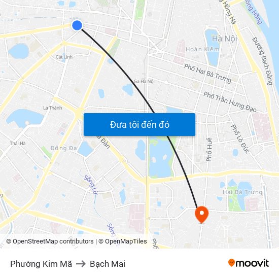 Phường Kim Mã to Bạch Mai map