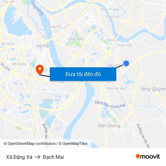 Xã Đặng Xá to Bạch Mai map