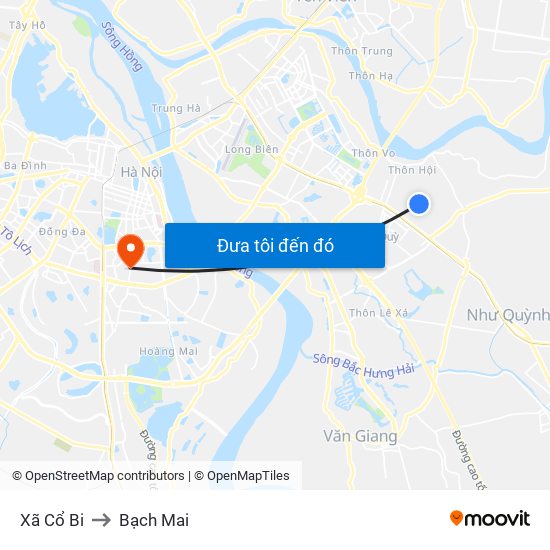 Xã Cổ Bi to Bạch Mai map