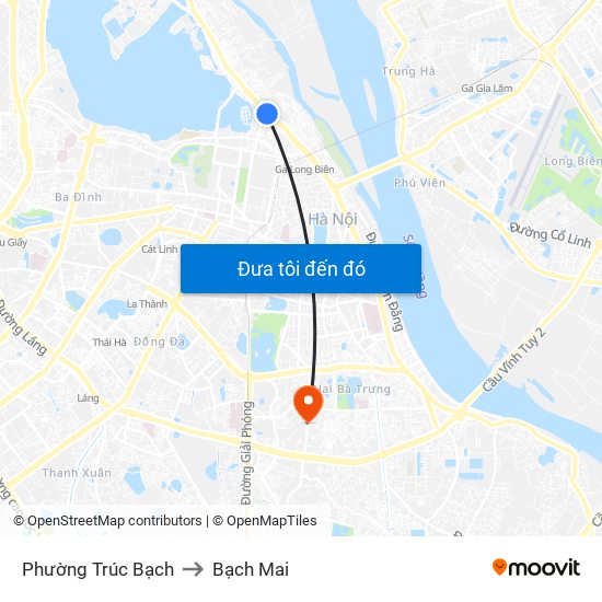 Phường Trúc Bạch to Bạch Mai map