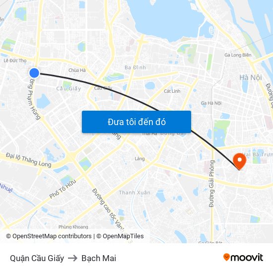 Quận Cầu Giấy to Bạch Mai map