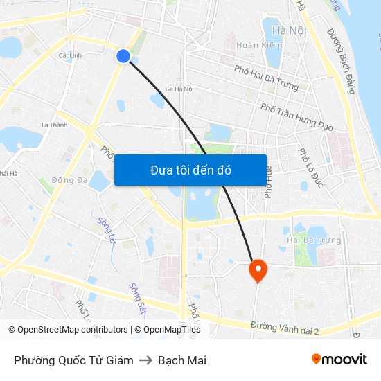 Phường Quốc Tử Giám to Bạch Mai map