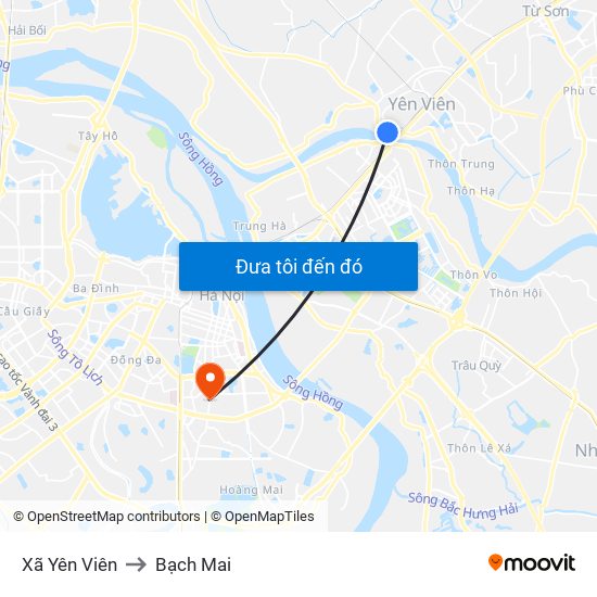 Xã Yên Viên to Bạch Mai map