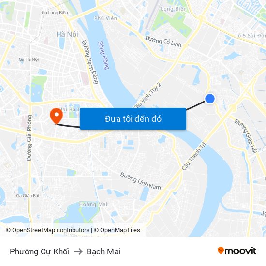 Phường Cự Khối to Bạch Mai map