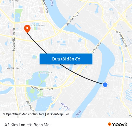 Xã Kim Lan to Bạch Mai map