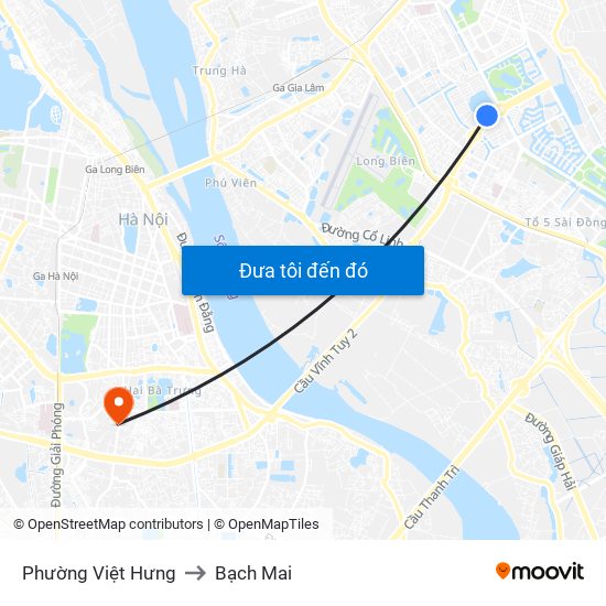 Phường Việt Hưng to Bạch Mai map