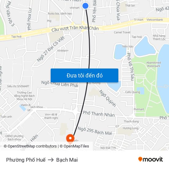 Phường Phố Huế to Bạch Mai map