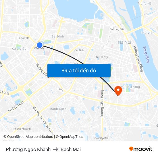 Phường Ngọc Khánh to Bạch Mai map