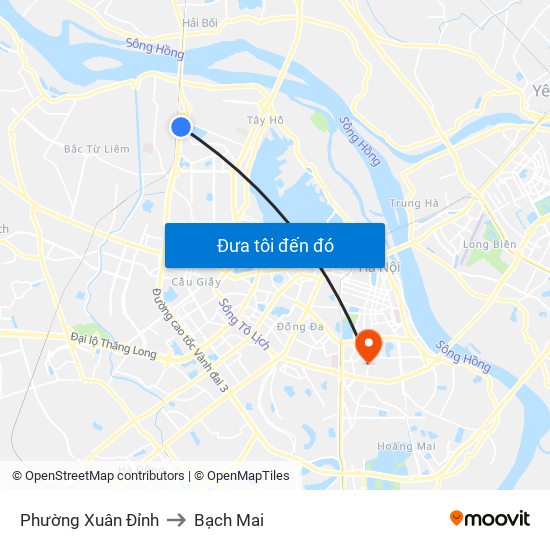 Phường Xuân Đỉnh to Bạch Mai map