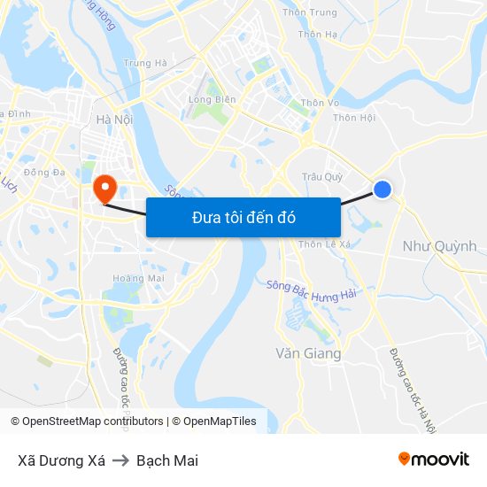 Xã Dương Xá to Bạch Mai map
