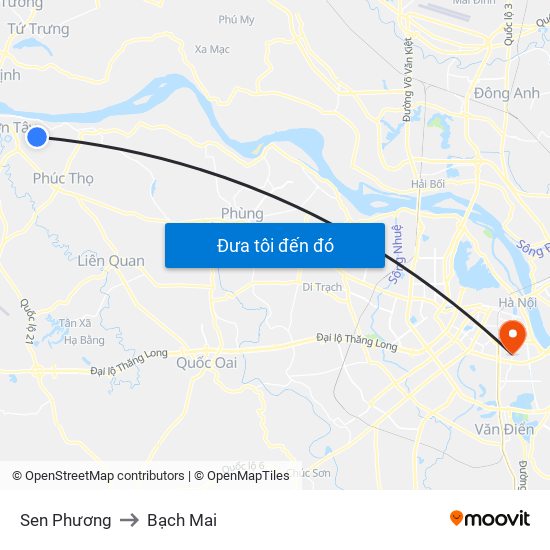 Sen Phương to Bạch Mai map