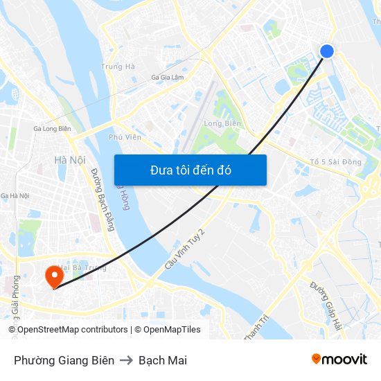 Phường Giang Biên to Bạch Mai map