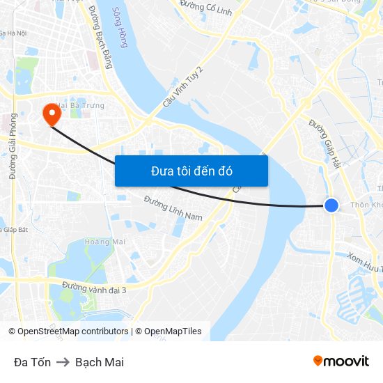 Đa Tốn to Bạch Mai map