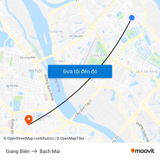 Giang Biên to Bạch Mai map