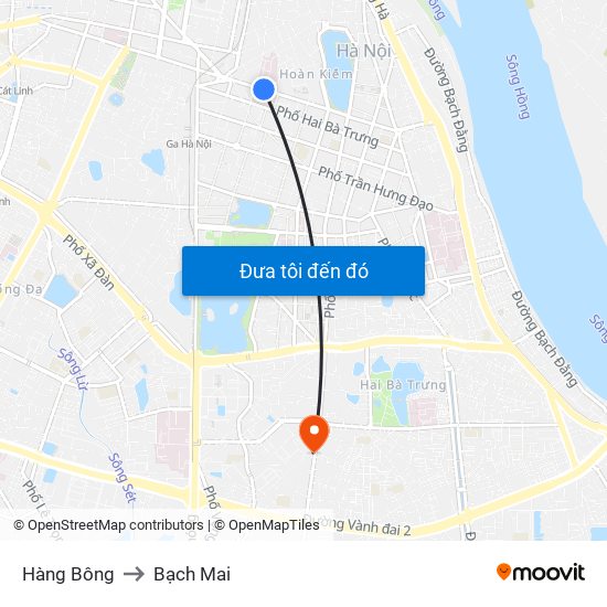 Hàng Bông to Bạch Mai map