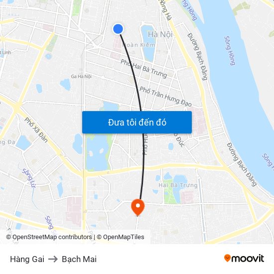 Hàng Gai to Bạch Mai map