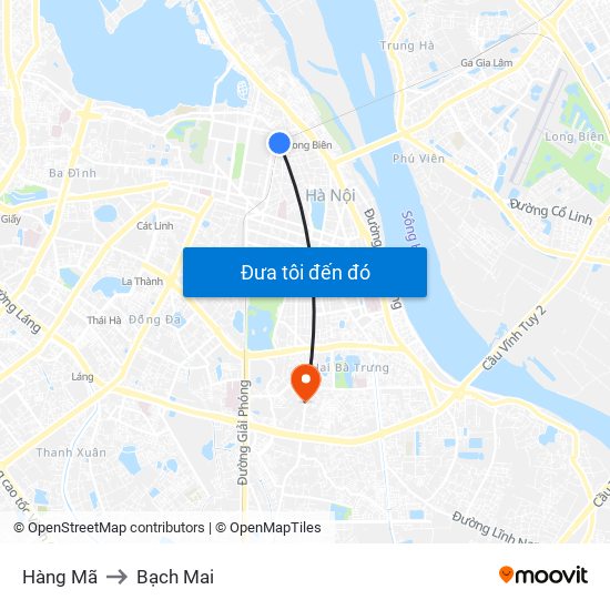 Hàng Mã to Bạch Mai map