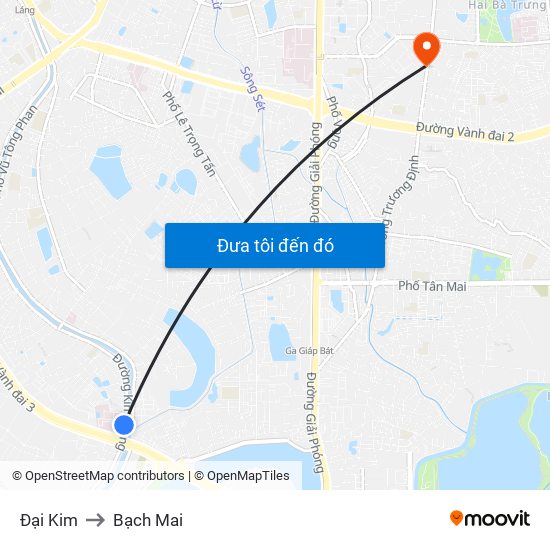 Đại Kim to Bạch Mai map