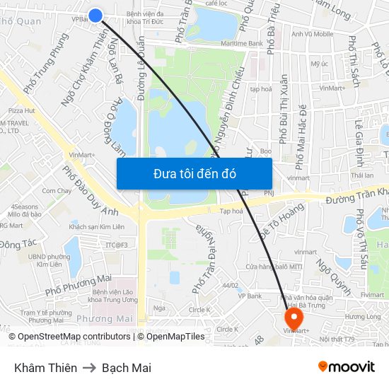 Khâm Thiên to Bạch Mai map