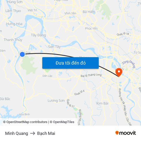 Minh Quang to Bạch Mai map