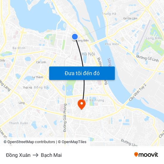 Đồng Xuân to Bạch Mai map