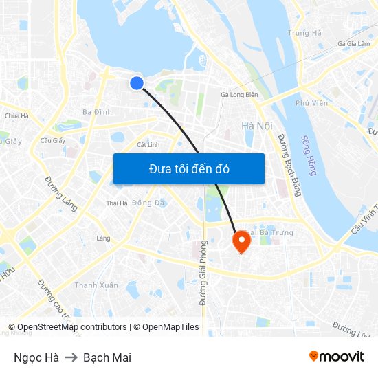 Ngọc Hà to Bạch Mai map