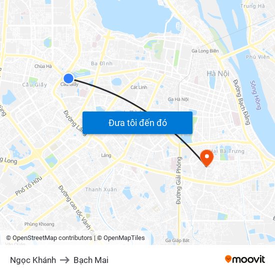 Ngọc Khánh to Bạch Mai map