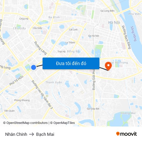 Nhân Chính to Bạch Mai map