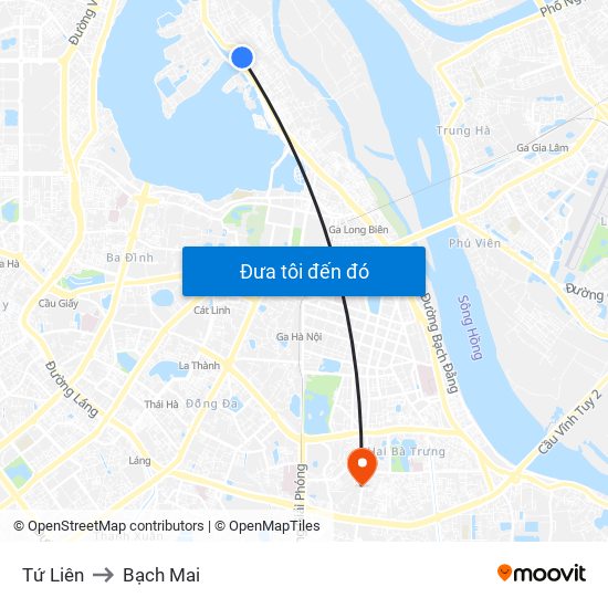 Tứ Liên to Bạch Mai map