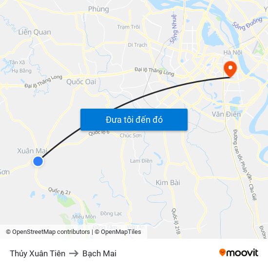 Thủy Xuân Tiên to Bạch Mai map