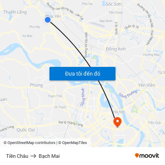 Tiền Châu to Bạch Mai map