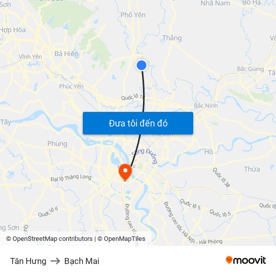 Tân Hưng to Bạch Mai map