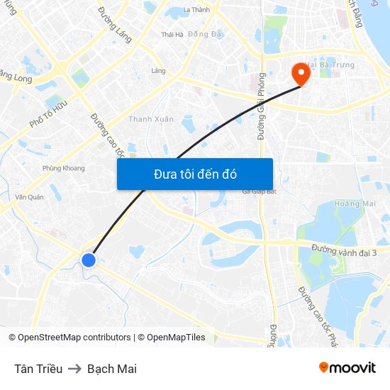 Tân Triều to Bạch Mai map