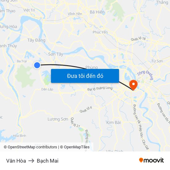 Vân Hòa to Bạch Mai map