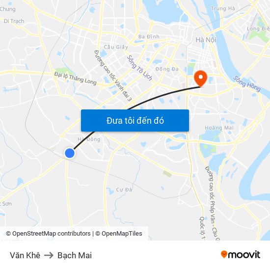 Văn Khê to Bạch Mai map