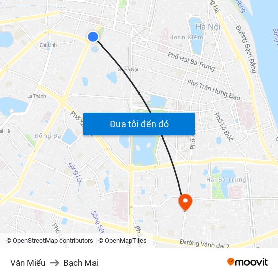 Văn Miếu to Bạch Mai map