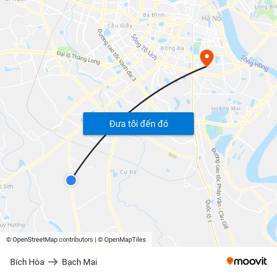 Bích Hòa to Bạch Mai map