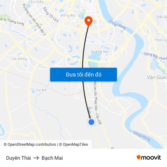 Duyên Thái to Bạch Mai map