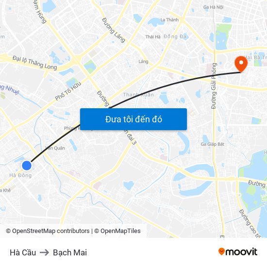Hà Cầu to Bạch Mai map