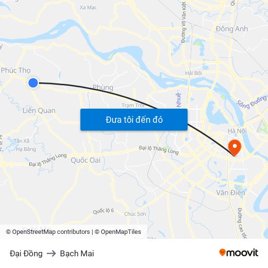 Đại Đồng to Bạch Mai map