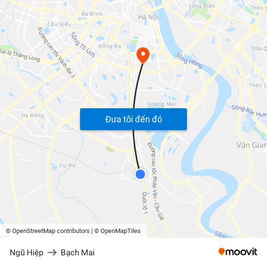 Ngũ Hiệp to Bạch Mai map