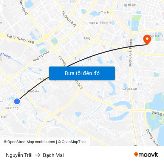 Nguyễn Trãi to Bạch Mai map