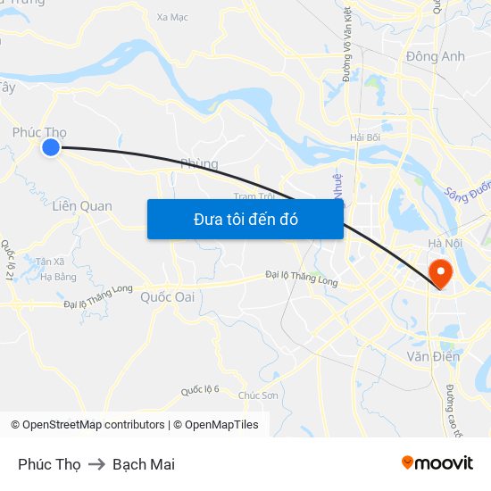 Phúc Thọ to Bạch Mai map