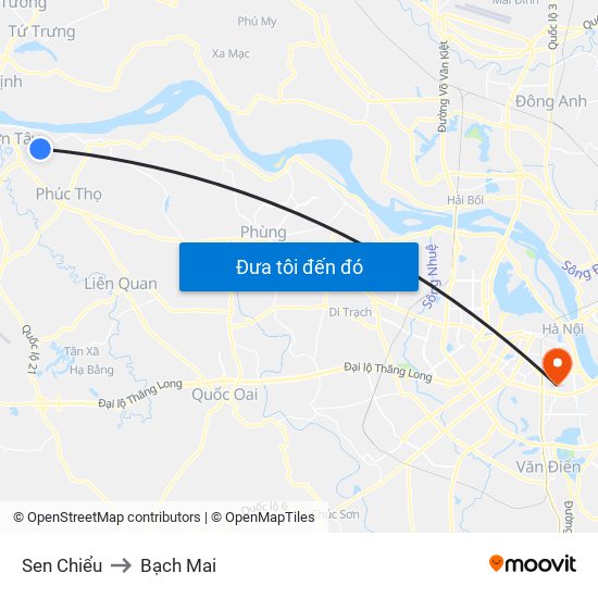 Sen Chiểu to Bạch Mai map