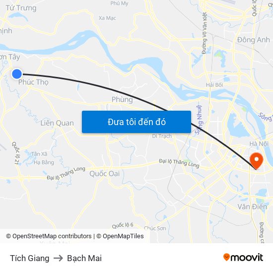Tích Giang to Bạch Mai map