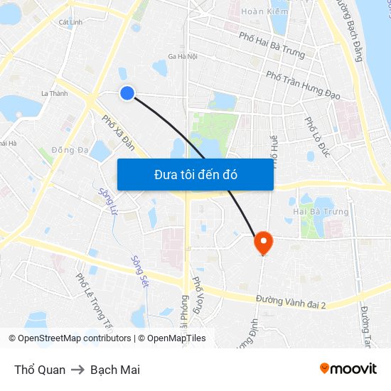 Thổ Quan to Bạch Mai map