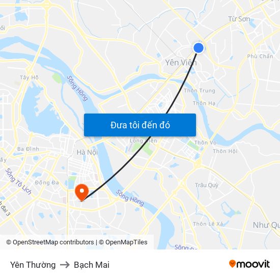 Yên Thường to Bạch Mai map